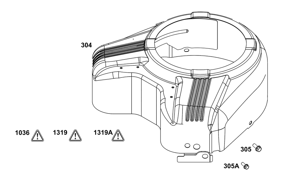 Blower Housing Group Diagram and Parts List for 389575-0117-E1  Briggs and Stratton Engine